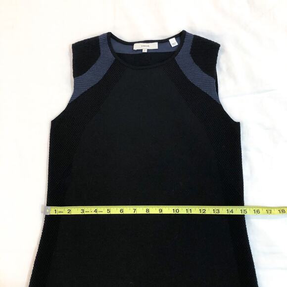 Vince Colorblock Multi-Stitch Sleeveless Wool Sweater Dress - Picture 10 of 14